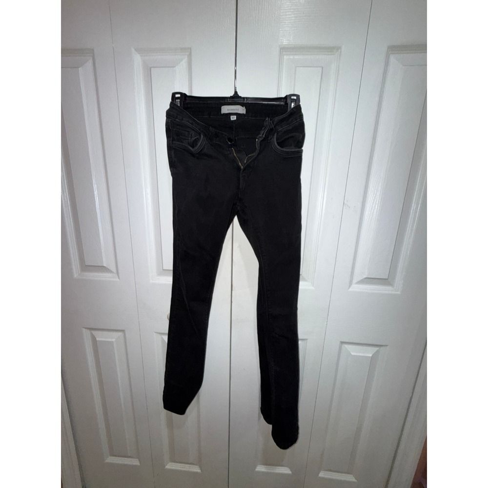 Bamboo Black Denim Jeans Size 1/2 Pants Casual Comfortable MINT CONDITION/NO FLA